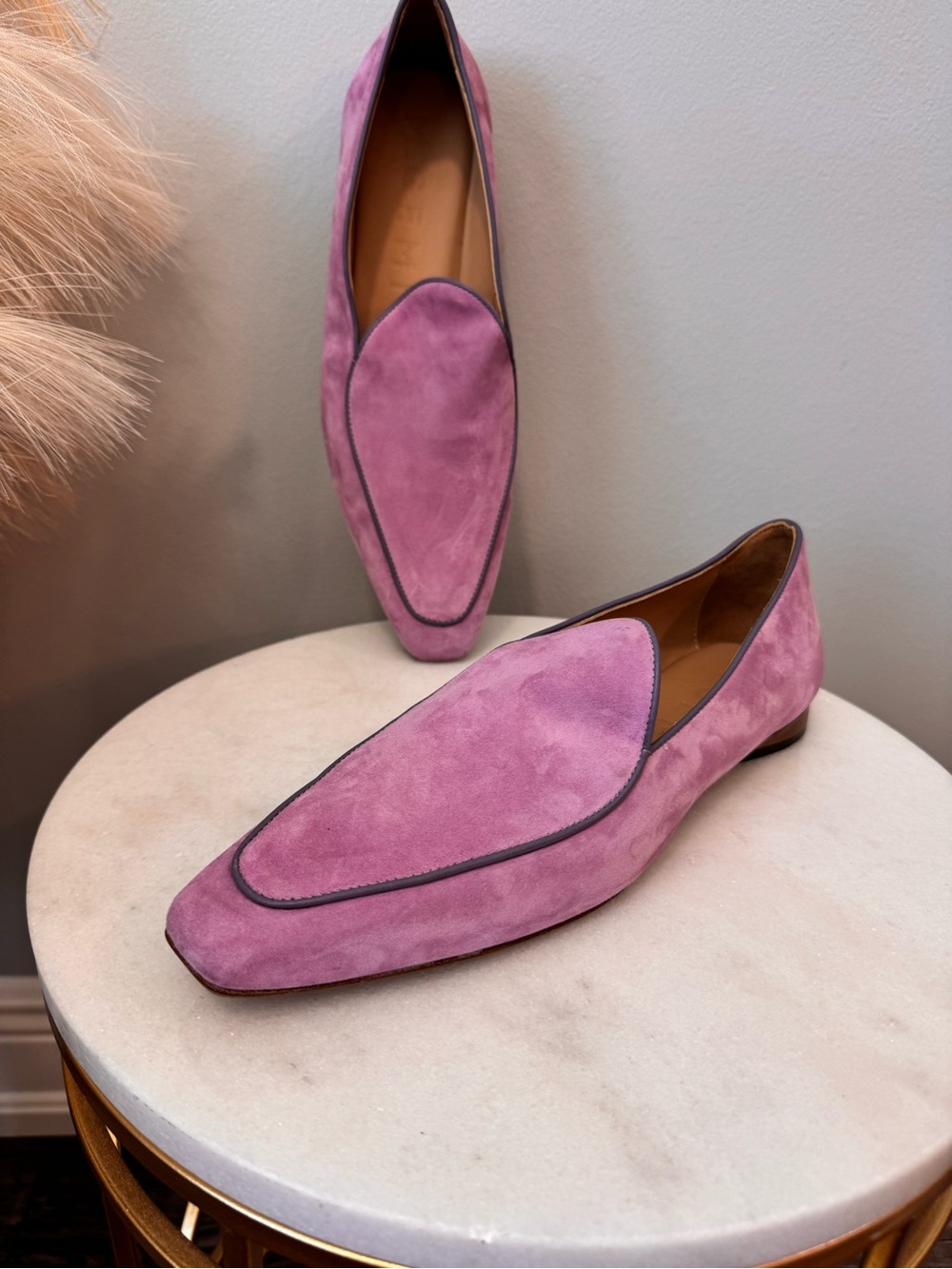 M. Gemi Lavender Suede Slip-On Loafers